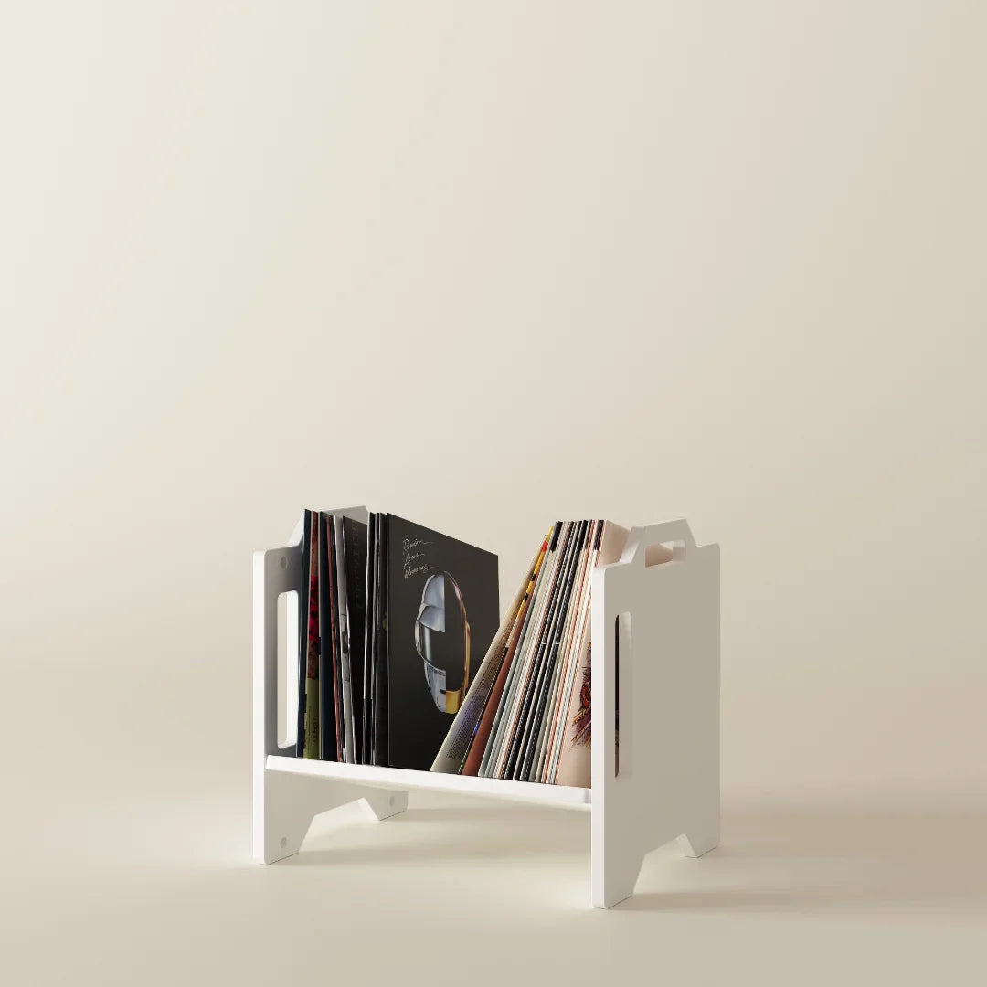 Aurala 140 - Vinyl Record Shelf + Hi-Fi Amplifier Shelf (White)