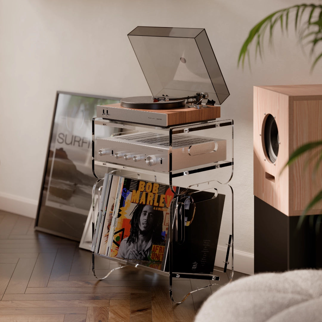 Prisma 140 Acrylic Vinyl Record Shelf + Hi-Fi Amplifier Shelf