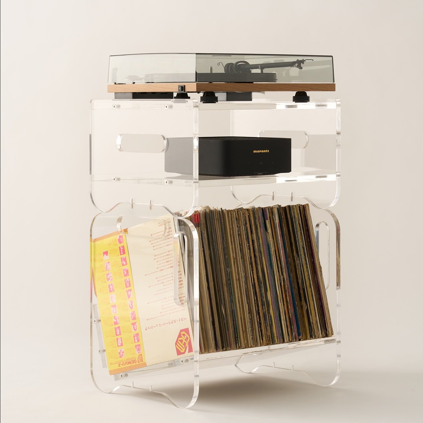 A120A - Complete Stack Vinyl Record Shelf + Hifi unit