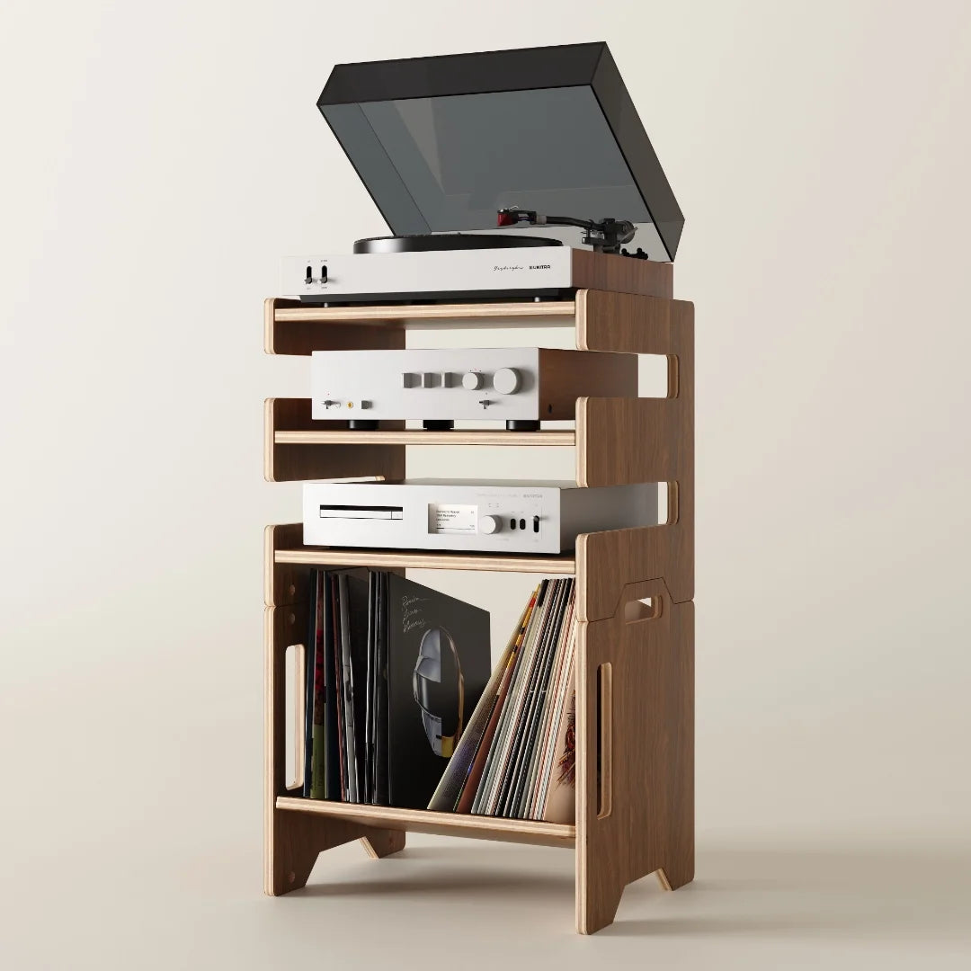 HAVEN Double-Stack — Walnut Vinyl & Hi-Fi Tower