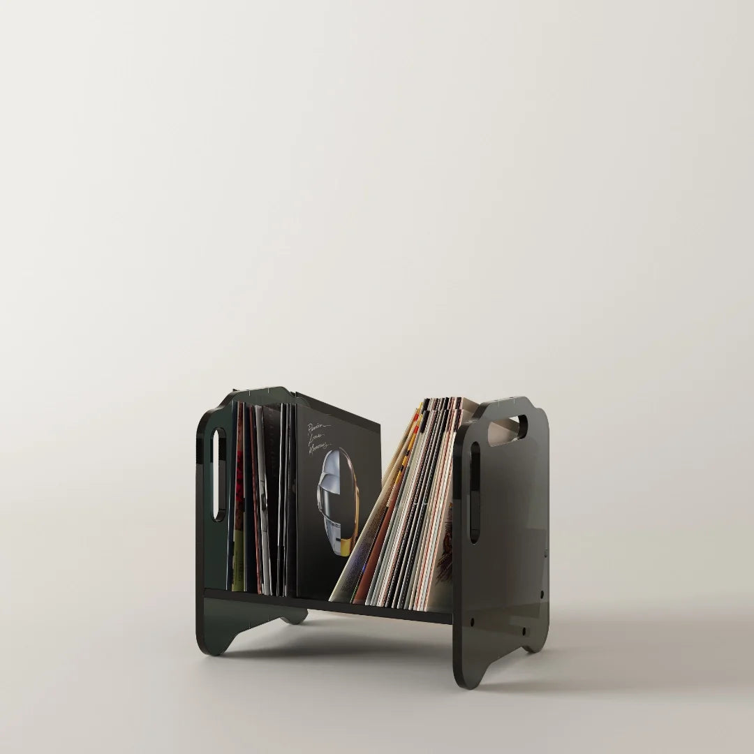 Prisma 140 Acrylic Vinyl Record Shelf + Hi-Fi Amplifier Shelf (Graphite)