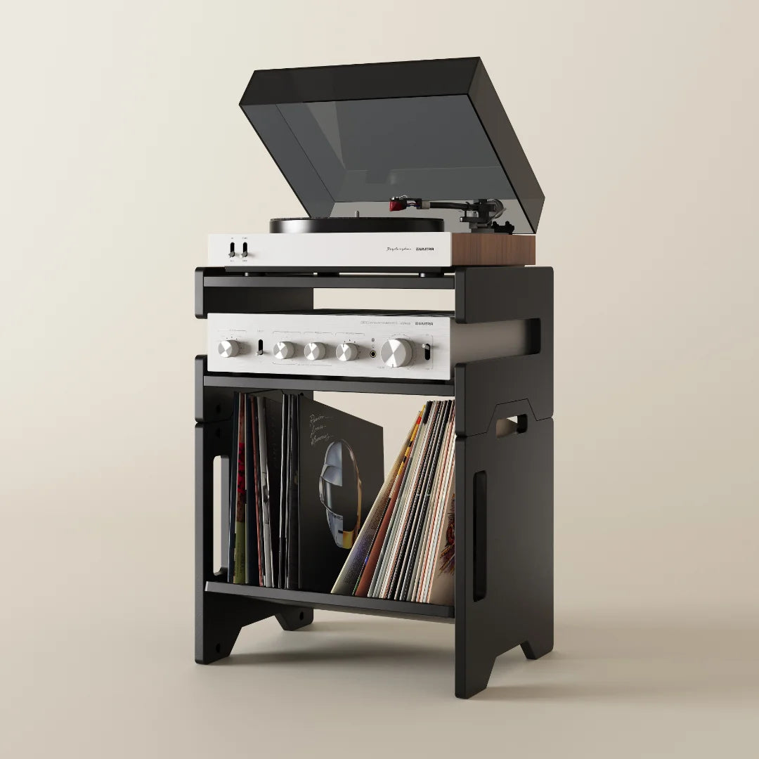 Record player stand and record shelf