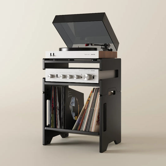 Record player stand and record shelf