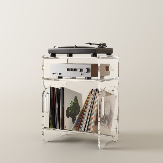 Prisma 140 Acrylic Vinyl Record Shelf + Hi-Fi Amplifier Shelf