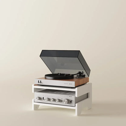 Aurala 140 - Vinyl Record Shelf + Hi-Fi Amplifier Shelf (White)