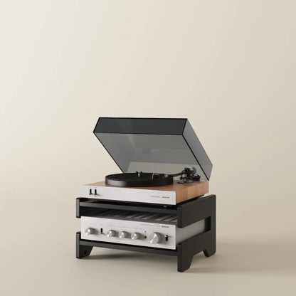 Aurala 140 - Vinyl Record Shelf + Hi-Fi Amplifier Shelf (Black)