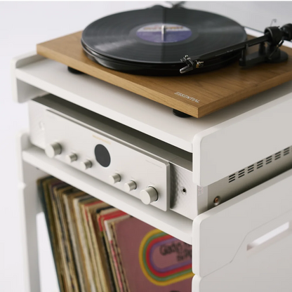 White record player shelf
