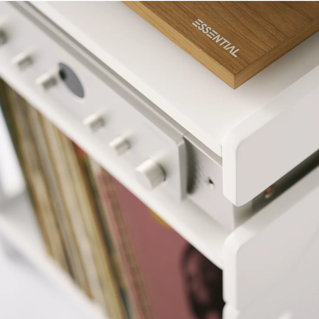White record player shelf