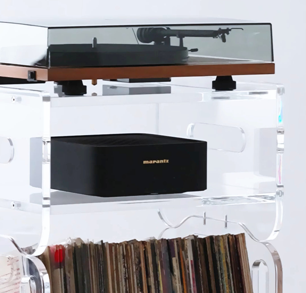 Prisma 140 Acrylic Vinyl Record Shelf + Hi-Fi Amplifier Shelf