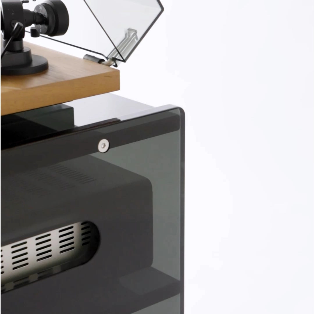 Prisma 140 Acrylic Vinyl Record Shelf + Hi-Fi Amplifier Shelf (Graphite)