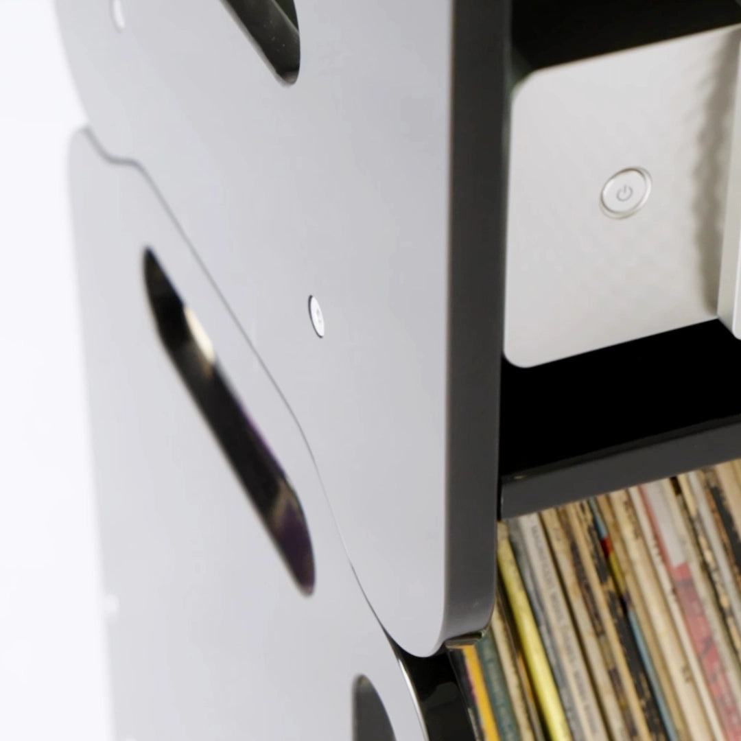 Prisma 140 Acrylic Vinyl Record Shelf + Hi-Fi Amplifier Shelf (Graphite)